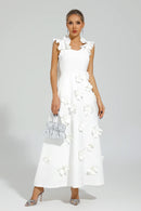 Pavati Flower Slip Dress In White