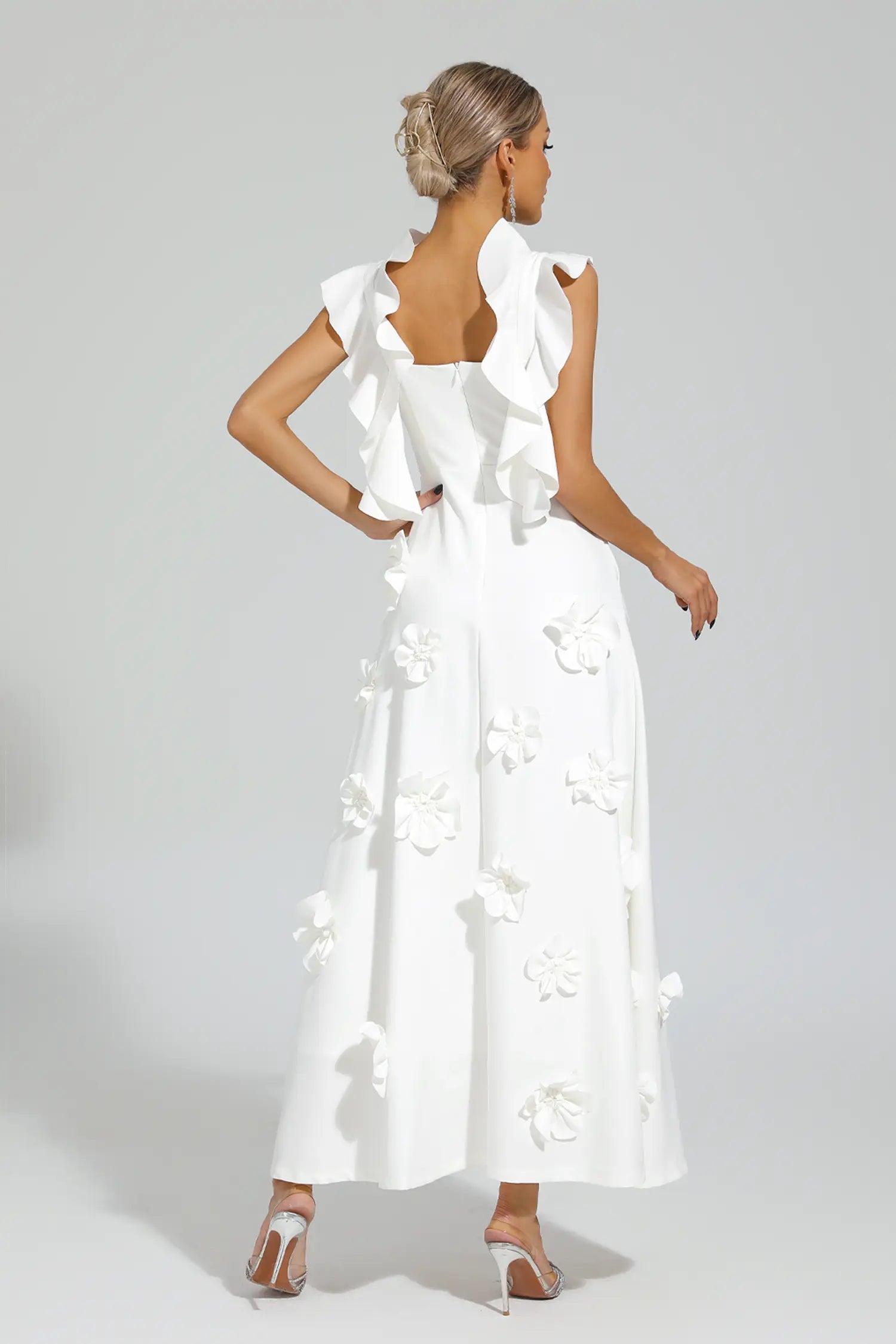 Pavati Flower Slip Dress In White