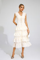 Dazmir Sleeveless Ruffled Dress In Beige