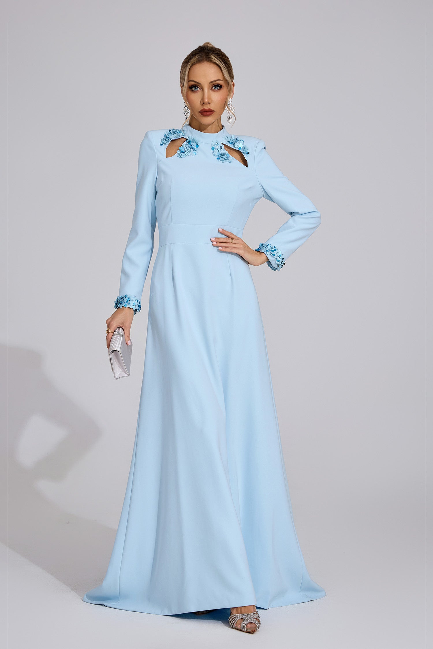 Bedwyr Mermaid Maxi Dress In Light Blue