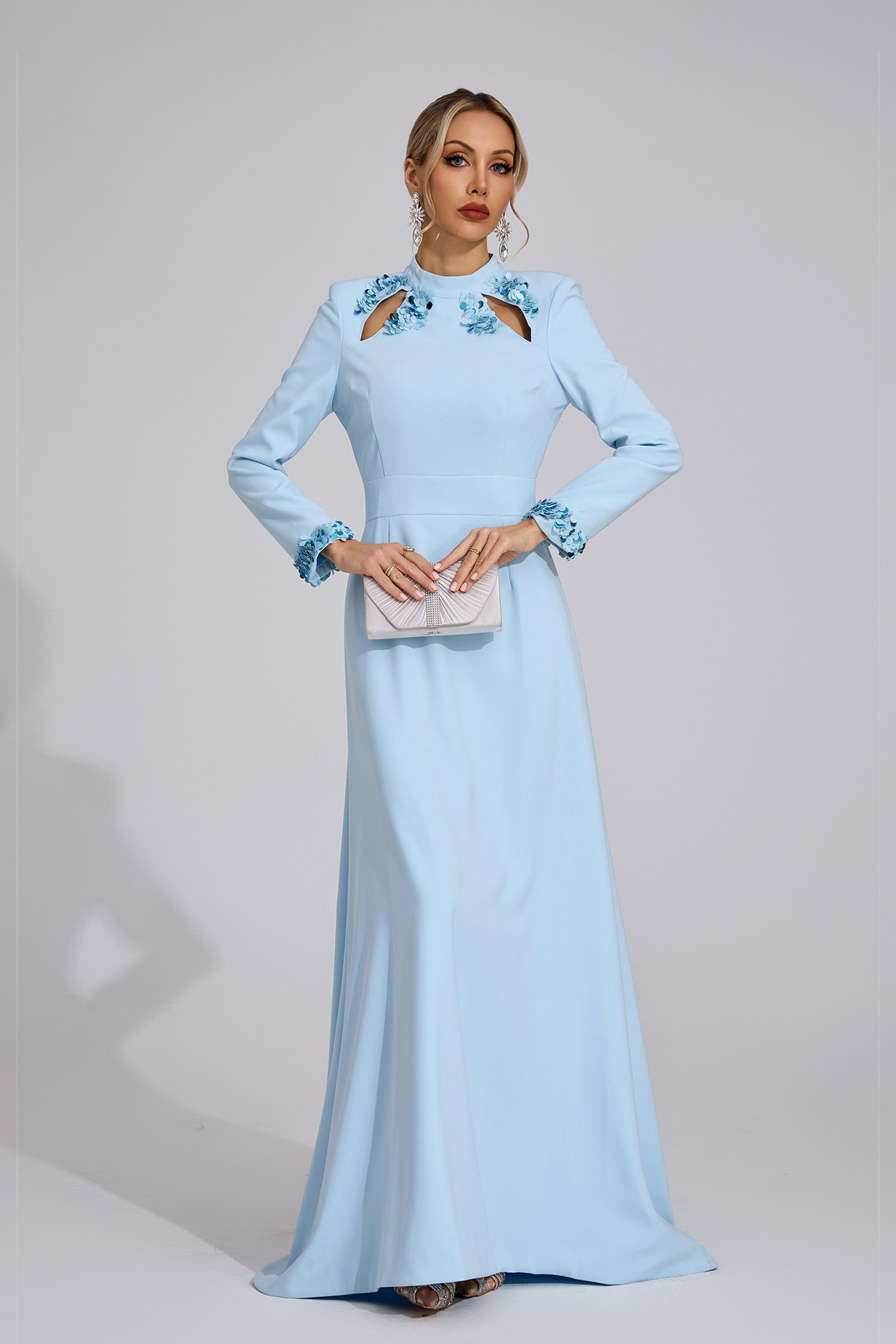 Bedwyr Mermaid Maxi Dress In Light Blue