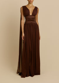 Lorysa Chiffon Maxi Dress In Brown