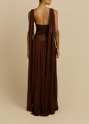Lorysa Chiffon Maxi Dress In Brown