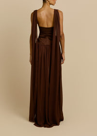Lorysa Chiffon Maxi Dress In Brown