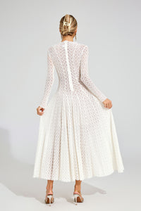 Eryndel Lace Long Sleeve Maxi Dress In White