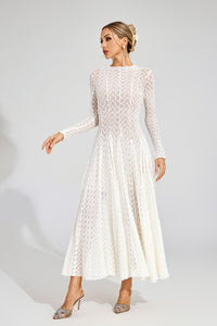 Eryndel Lace Long Sleeve Maxi Dress In White