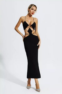 Makyah Cutout Chain Maxi Dress In Black