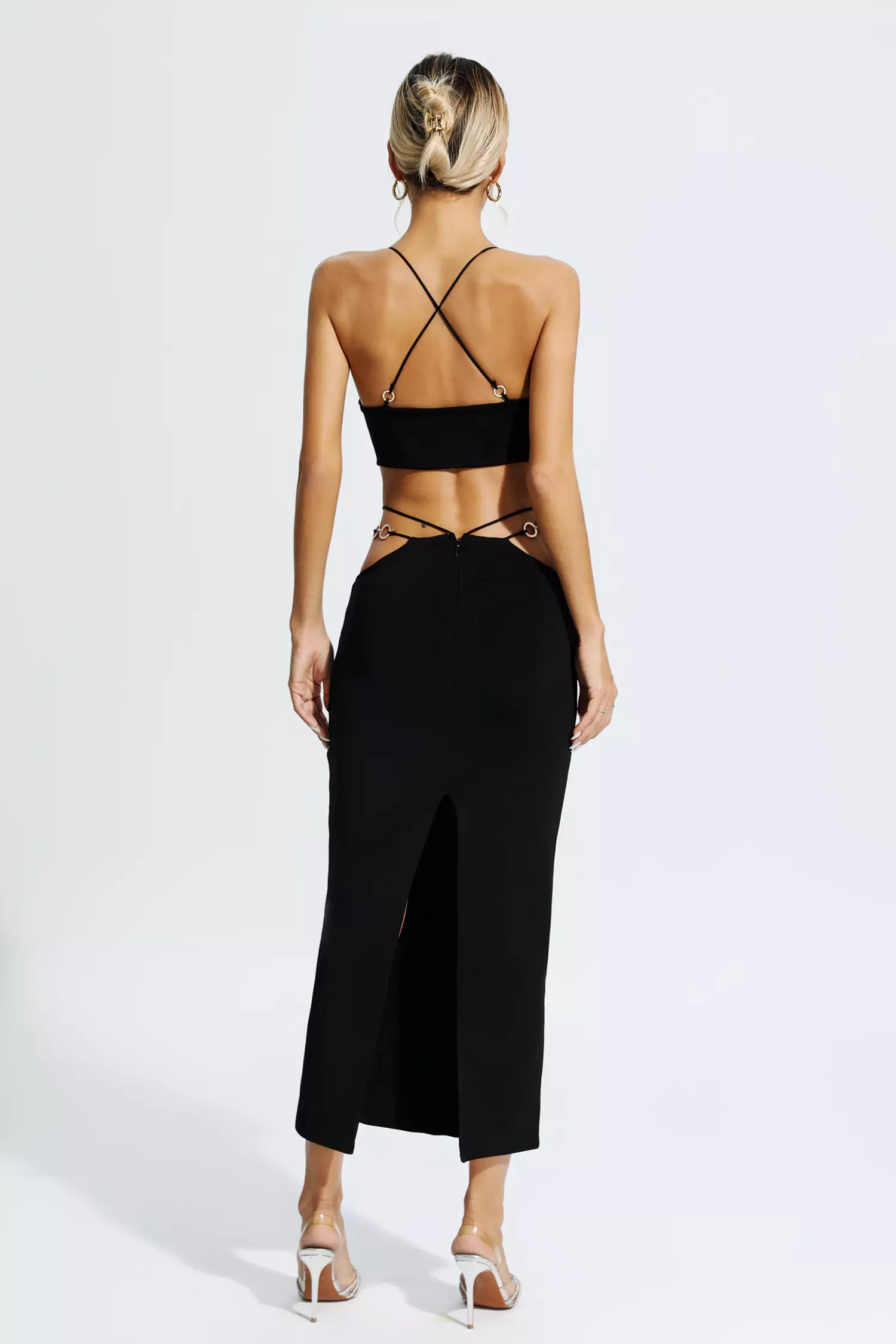 Makyah Cutout Chain Maxi Dress In Black