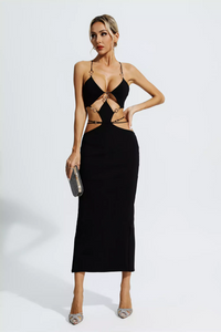 Makyah Cutout Chain Maxi Dress In Black