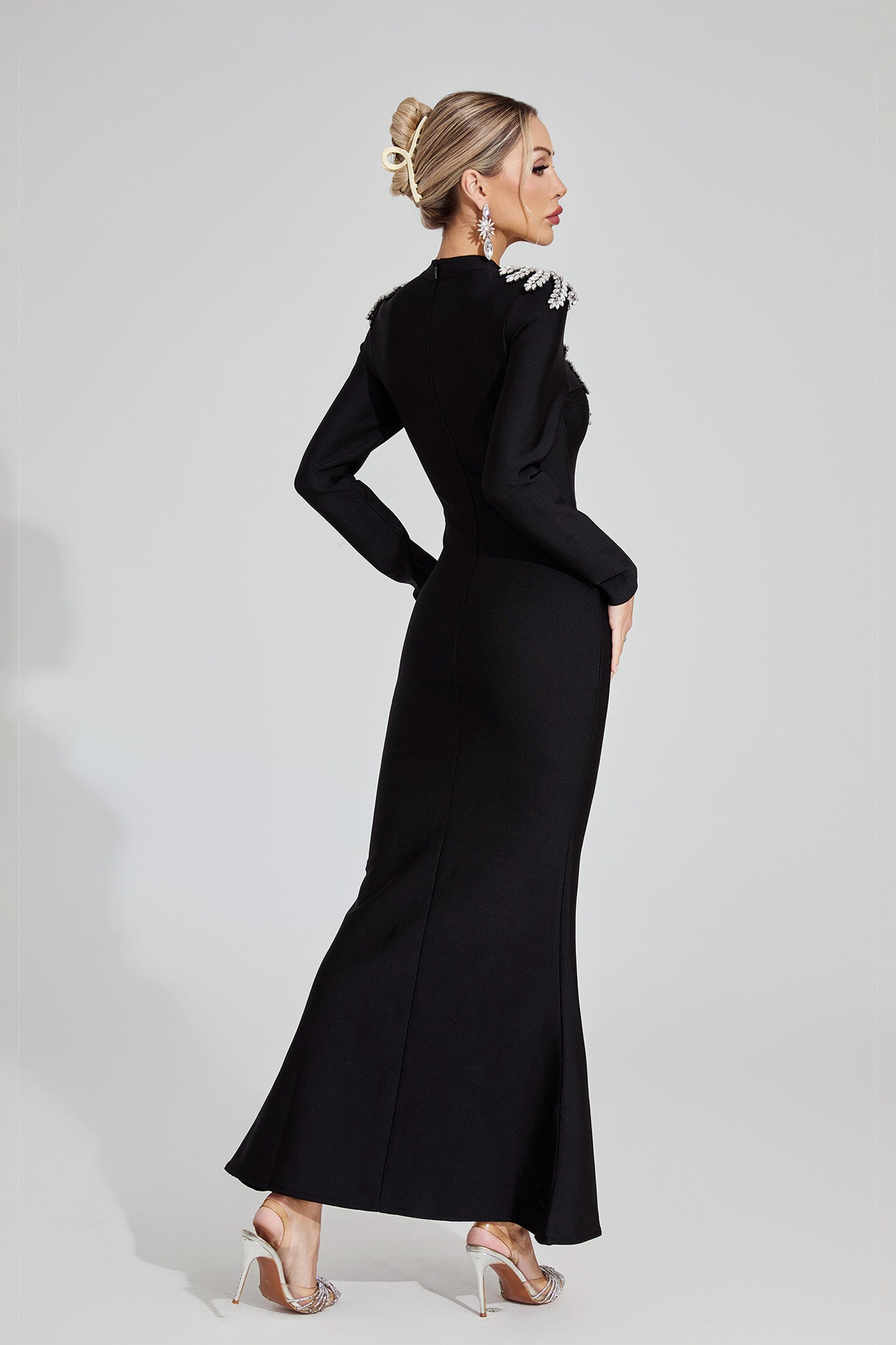 Rogelyn Diamond Bandage Maxi Dress In Black