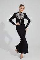 Rogelyn Diamond Bandage Maxi Dress In Black