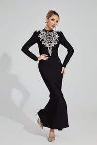 Rogelyn Diamond Bandage Maxi Dress In Black