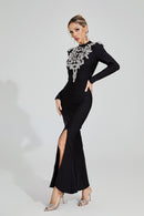 Rogelyn Diamond Bandage Maxi Dress In Black