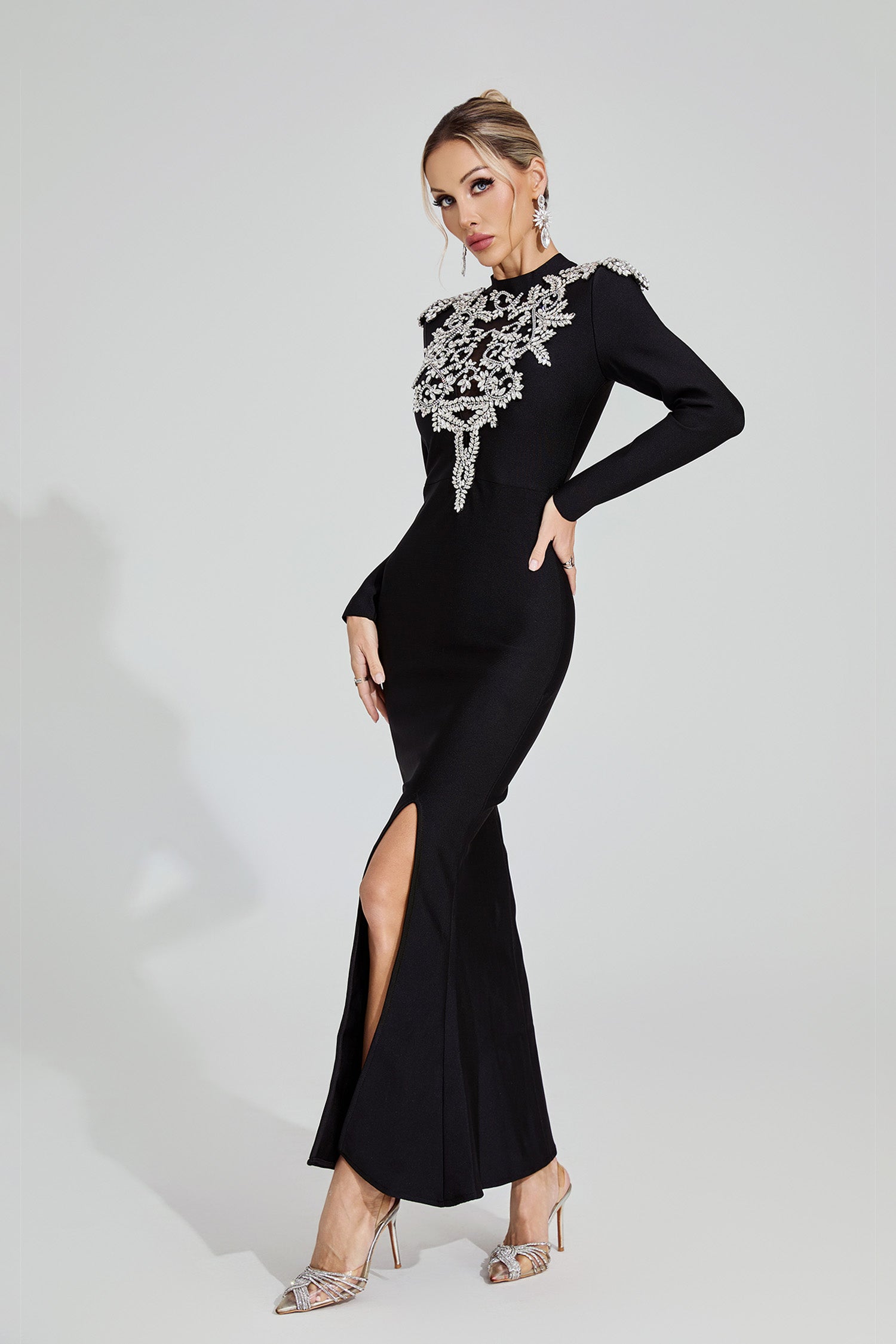 Rogelyn Diamond Bandage Maxi Dress In Black