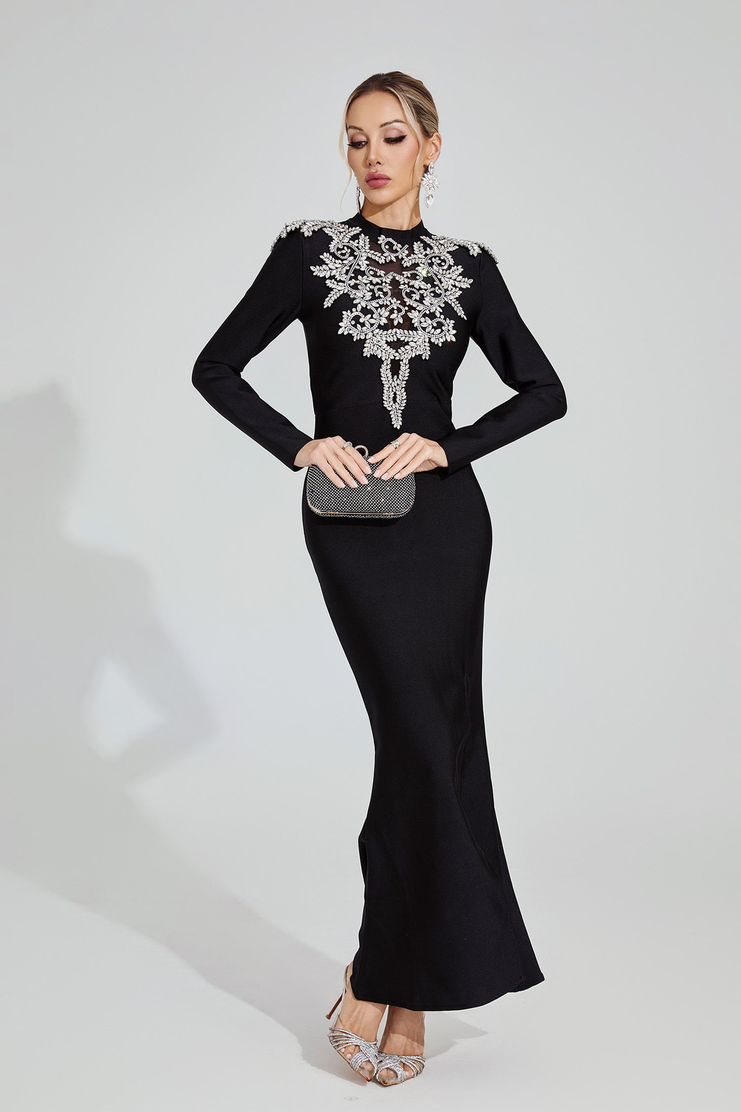 Rogelyn Diamond Bandage Maxi Dress In Black