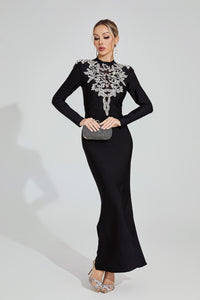 Rogelyn Diamond Bandage Maxi Dress In Black