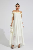 Mavqor Apricot Floral Maxi Dress