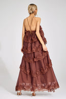 Lumetron Russet Lace Maxi Dress