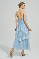 Lumetron Blue Lace Maxi Dress