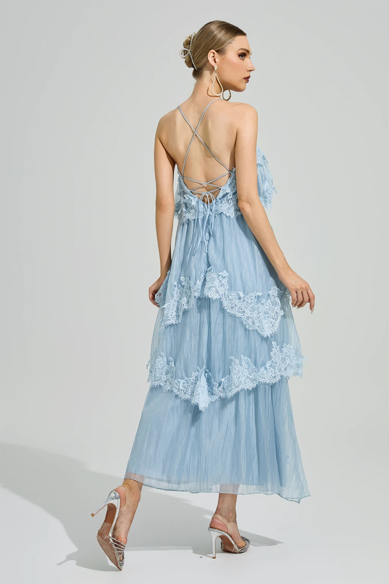Lumetron Blue Lace Maxi Dress