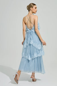 Lumetron Blue Lace Maxi Dress