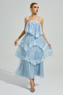 Lumetron Blue Lace Maxi Dress