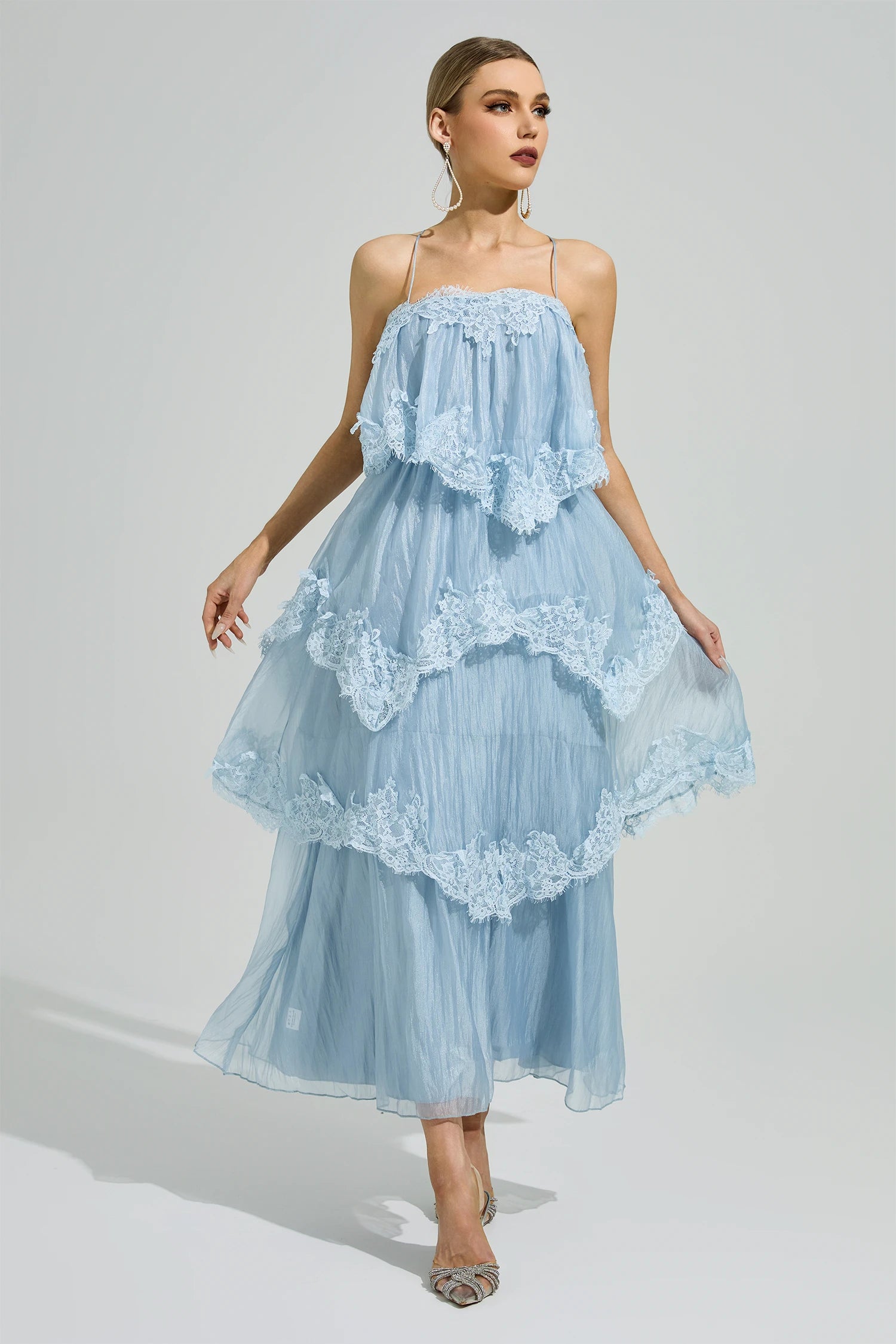 Lumetron Blue Lace Maxi Dress