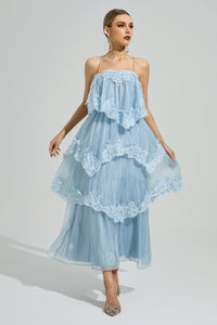 Lumetron Blue Lace Maxi Dress