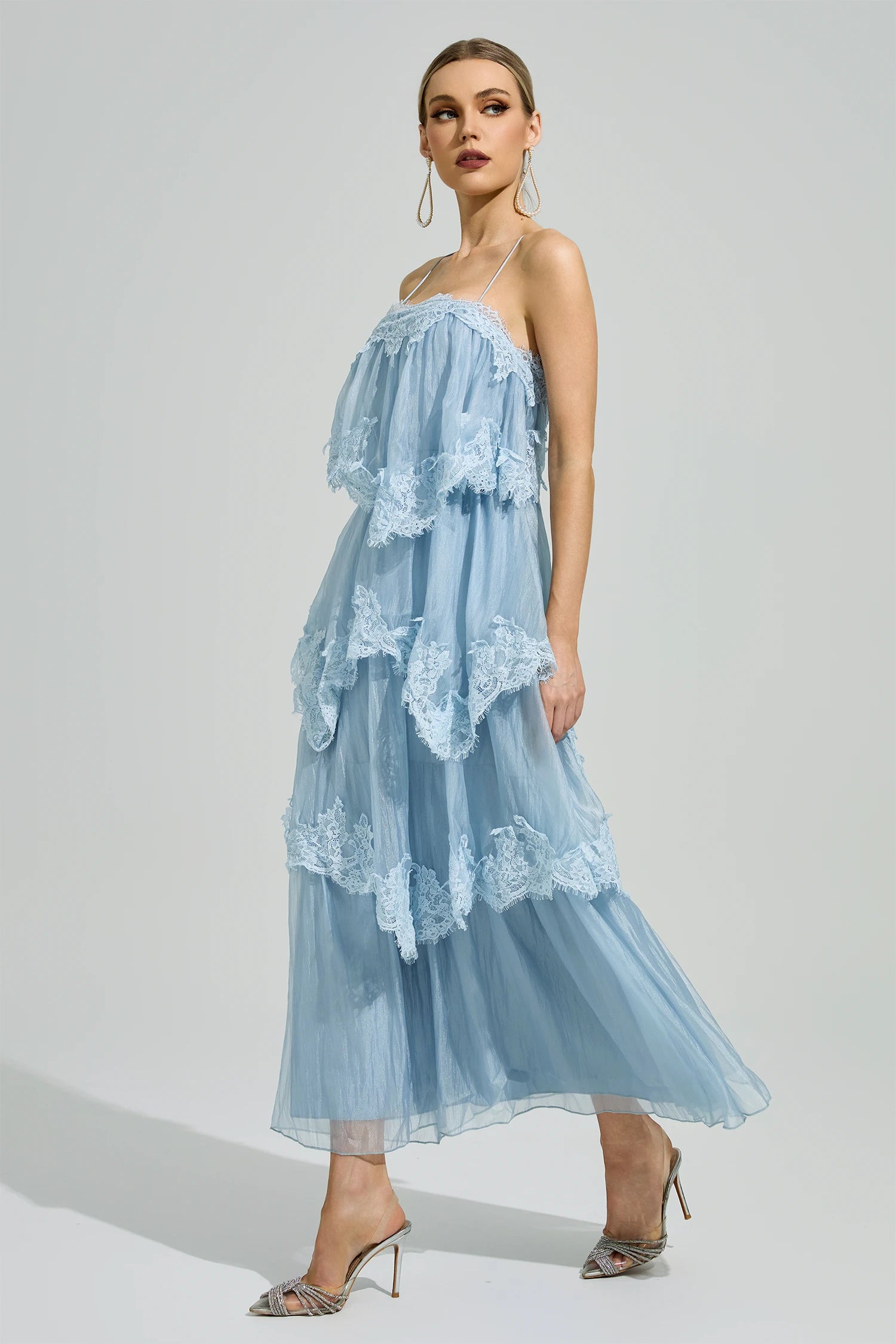 Lumetron Blue Lace Maxi Dress