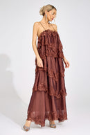 Lumetron Russet Lace Maxi Dress