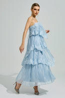 Lumetron Blue Lace Maxi Dress