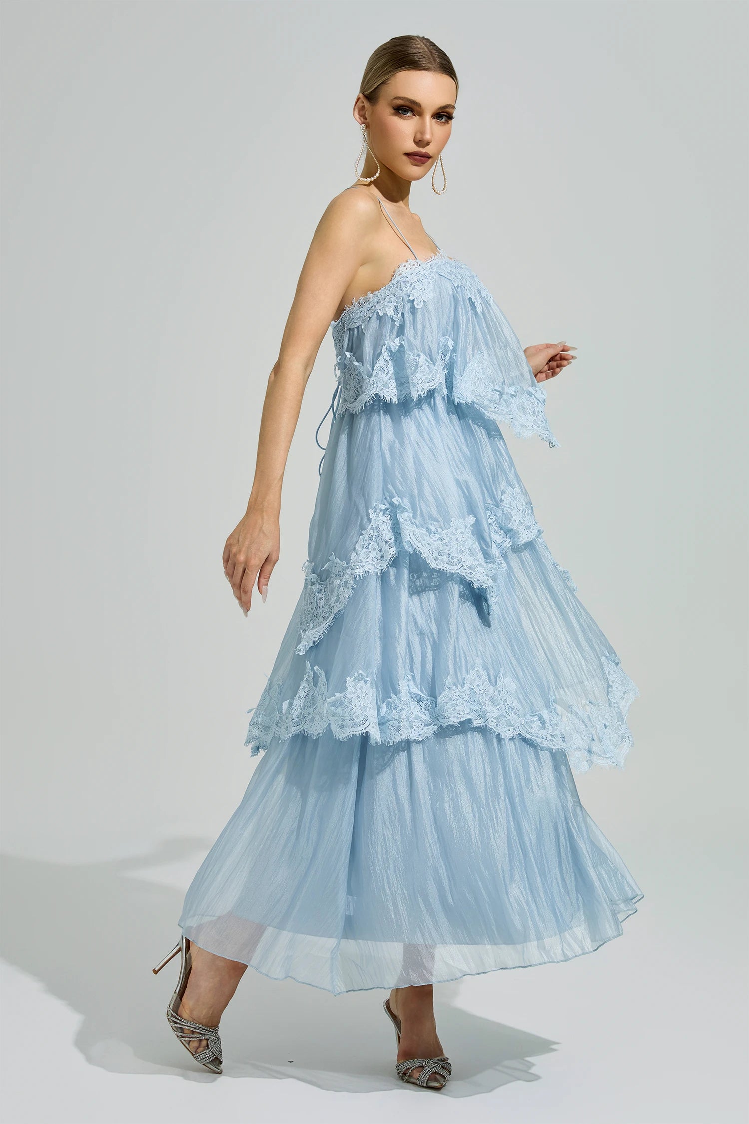 Lumetron Blue Lace Maxi Dress