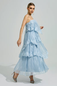 Lumetron Blue Lace Maxi Dress