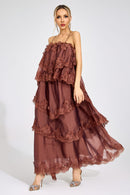 Lumetron Russet Lace Maxi Dress