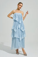 Lumetron Blue Lace Maxi Dress
