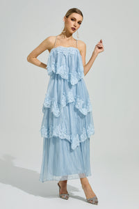 Lumetron Blue Lace Maxi Dress