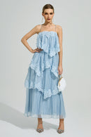 Lumetron Blue Lace Maxi Dress