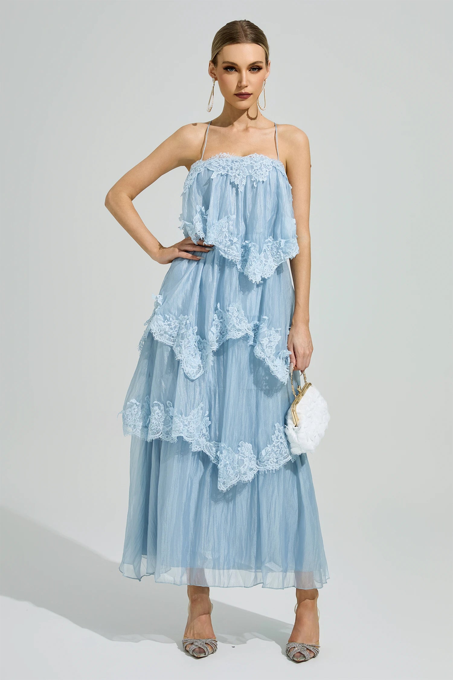 Lumetron Blue Lace Maxi Dress