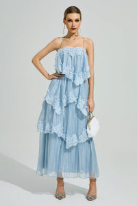 Lumetron Blue Lace Maxi Dress