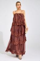 Lumetron Russet Lace Maxi Dress