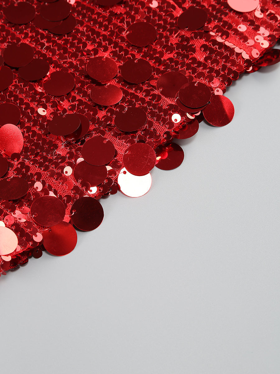 Sydnie Sequin Strapless Mini Red Dress