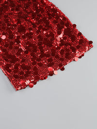Sydnie Sequin Strapless Mini Red Dress