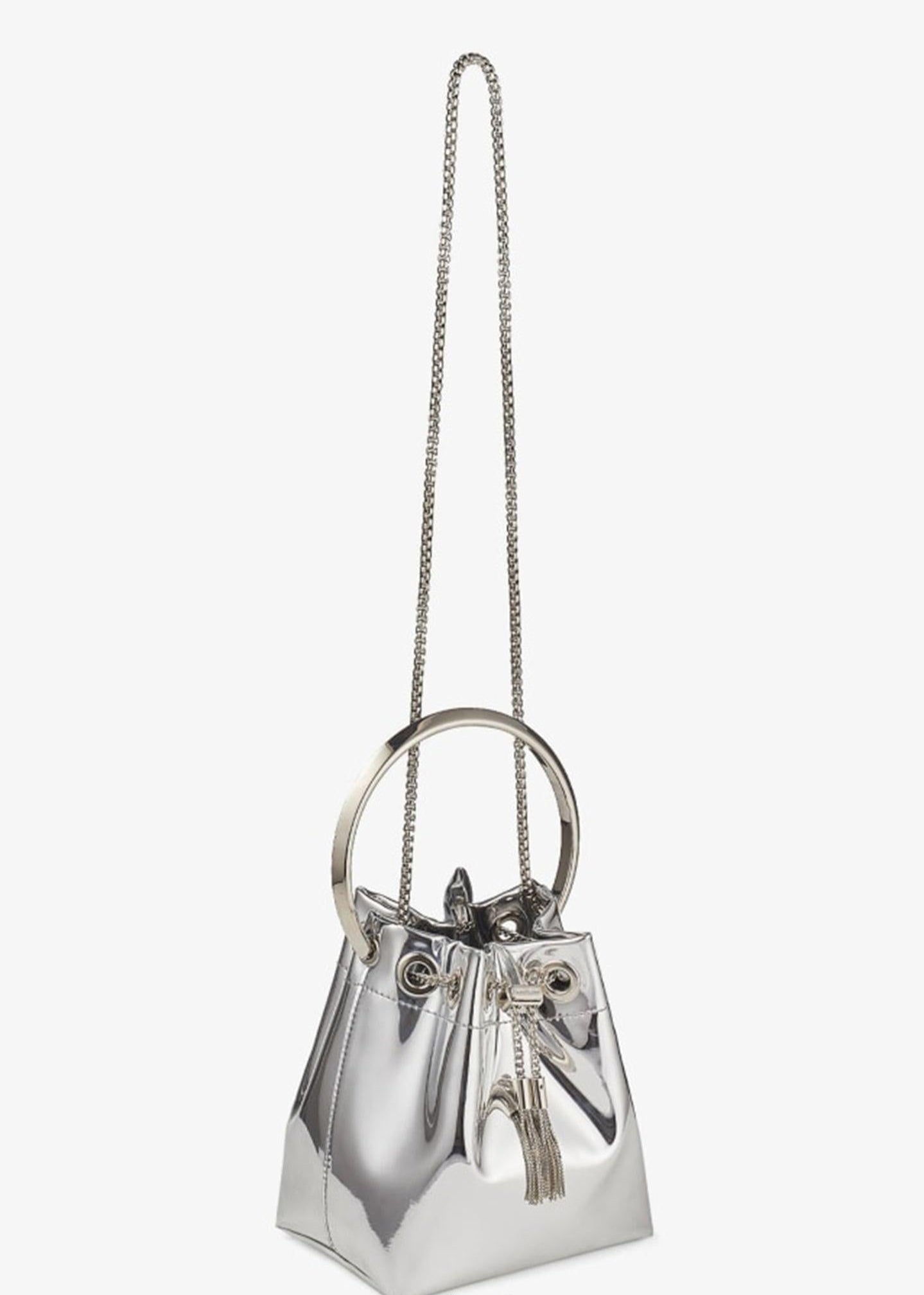 Xavion Metallic Round Handles Bucket Bag
