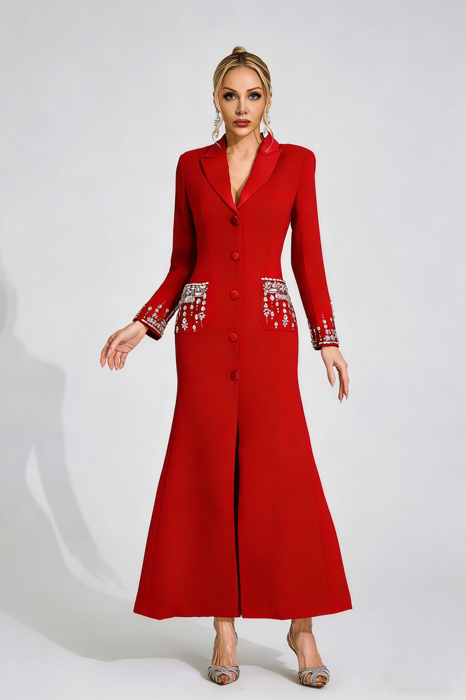 Quelvaron Red Diamond Maxi Dress