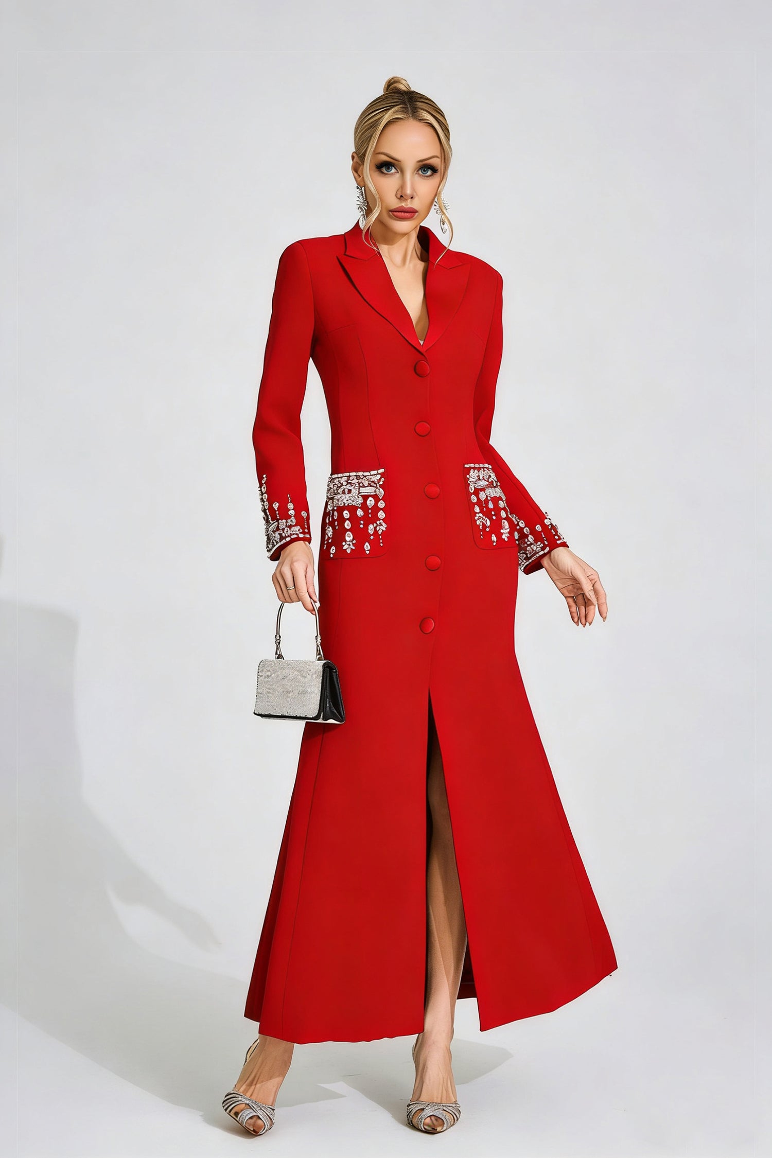Quelvaron Red Diamond Maxi Dress