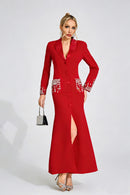 Quelvaron Red Diamond Maxi Dress