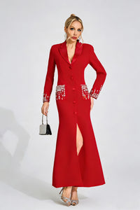 Quelvaron Red Diamond Maxi Dress