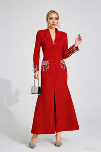 Quelvaron Red Diamond Maxi Dress