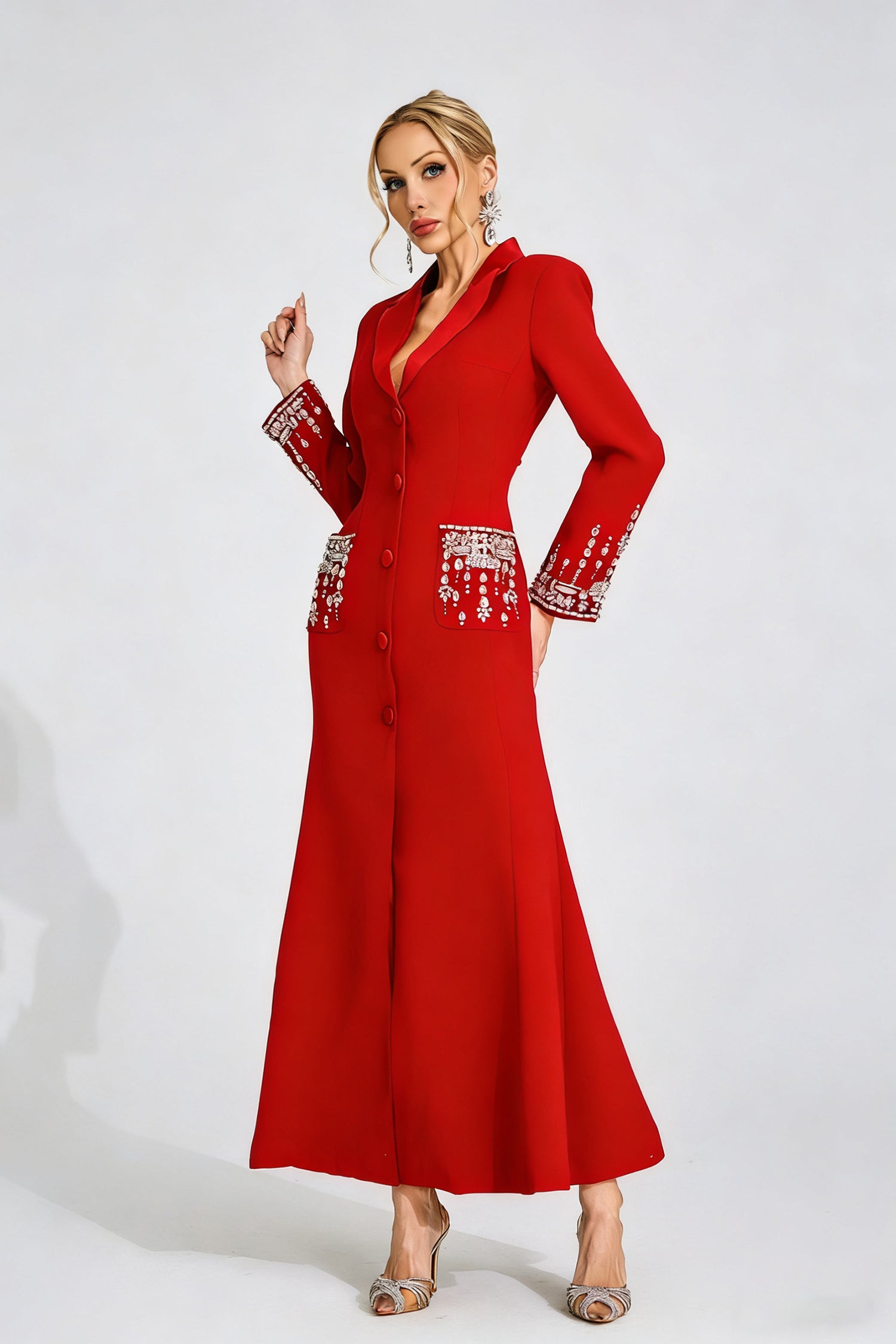 Quelvaron Red Diamond Maxi Dress