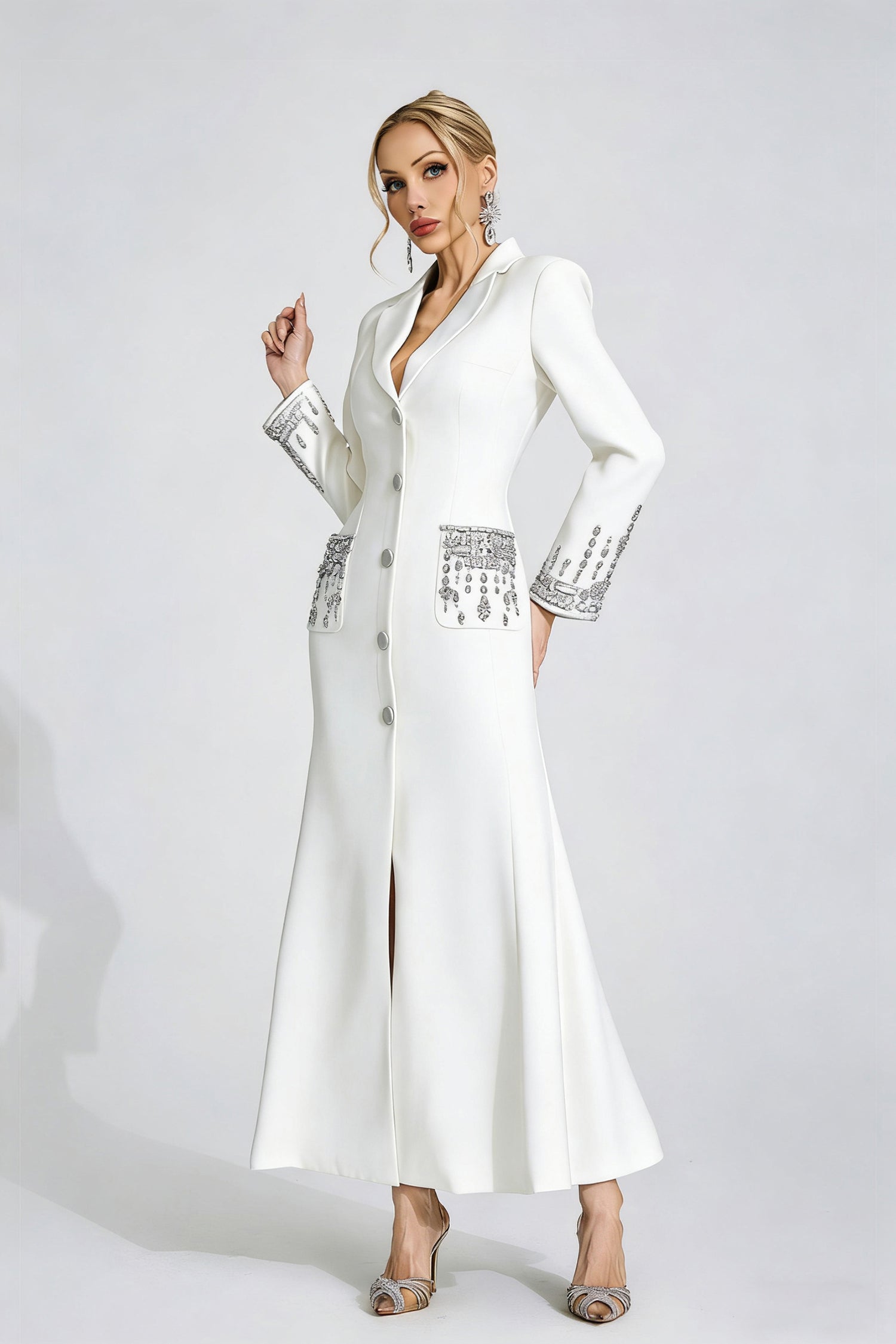 Quelvaron White Diamond Maxi Dress